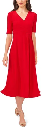 Chaus Laura Faux Wrap Midi Dress in Red at Nordstrom, Size Small