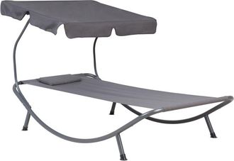 Beliani Beliani - Outdoor Lounger Sunbed Daybed Metal Frame Canopy Shade Dark Grey Terno