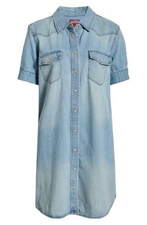 Lucky Brand Cotton Blend Denim Shirtdress in Mars Blue at Nordstrom, Size Xx-Large