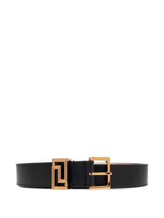 Versace Silk And Nylon Belt With Geometric Gold-Tone Buckle