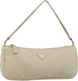 Prada Pre-owned Nylon Shoulder Bag - Dames - Vintage Schoudertas - Beige - ONE Size - Nylon - Vintage