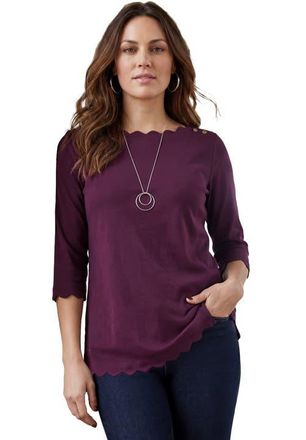 Jessica London Scallop Boatneck Tunic in Dark Berry at Nordstrom, Size Medium
