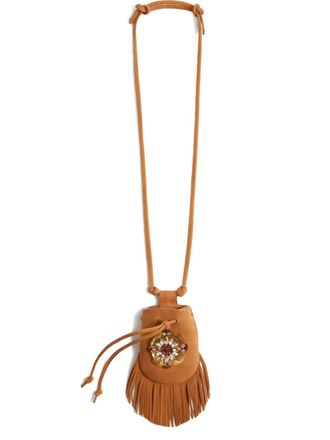 La DoubleJ Verfraaide crossbodytas met franje - Bruin