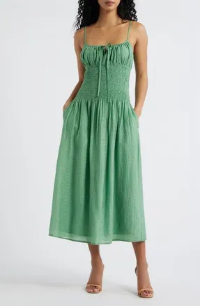 Lulus Arielle Smocked Sleeveless Maxi Dress in Green at Nordstrom, Size X-Small
