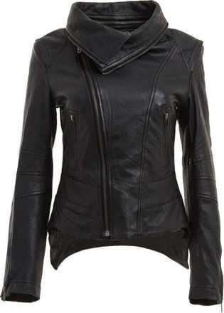 Infinity Leather Detachable Collar Leather Biker Jacket-Rosario