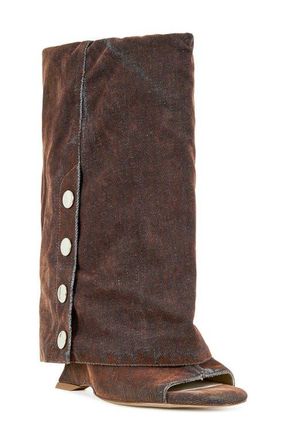 Azalea Wang Metallic Open Toe Boot in Orange at Nordstrom, Size 7.5