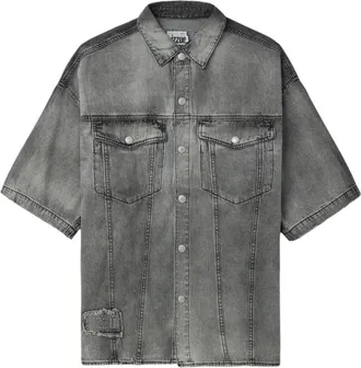 Izzue washed denim shirt - men - Cotton - M - Black