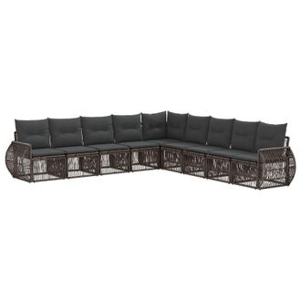 vidaXL Conjunto De Sof&aacute;s De Jard&iacute;n 9 Pcs Gris Y Gris Oscuro Vidaxl