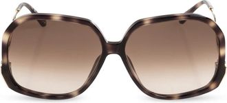 Chlo&eacute; Zonnebril met schildpad-effect en geometrisch montuur - Dames - Zonnebrillen - Bruin - 60 MM - Accessoires