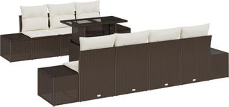 vidaXL Garden Sofa Set 8 pcs Brown and cream 100 x 55 x 73 cm Vidaxl