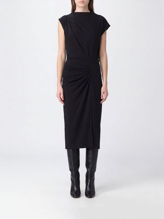 Isabel Marant One-Shoulder Wool Flannel Midi Dress with Draping