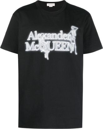 Alexander McQueen logo-print cotton T-Shirt - men - Cotton - M - Black