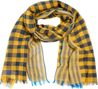Bitte Kai Rand Honey Checks n Stripes Sjaal - Dames - Wintersjaals - Geel - ONE Size - Wol - Accessoires