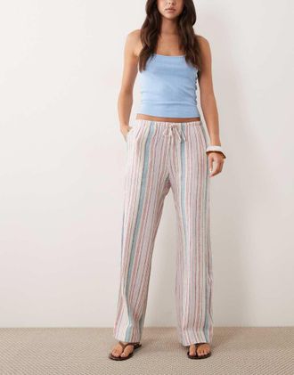 Abercrombie & Fitch Pantaloni casual a fondo ampio a righe multicolore