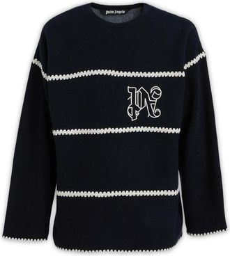 Palm Angels Stijlvolle Sweatshirts voor Mannen en Vrouwen - Heren - Ronde hals truien - Zwart - L - Wol - Truien & Vesten