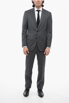 Corneliani 2 Button LEADER Virgin Wool Suit with Nocth Lapel size 54