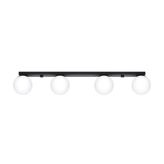 Wonderlamp L&aacute;mpara de techo rectangular negro con 4 esferas de cristal