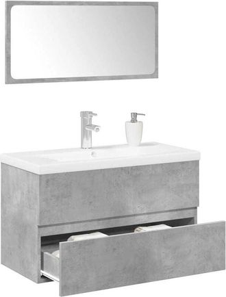 vidaXL vidaXL Set Mobili da Bagno 3 pz Grigio Cemento in Legno Multistrato