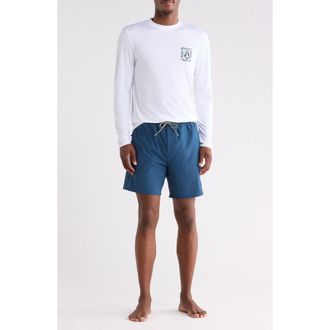 Volcom Rashguard Top & Swim Shorts Set in White at Nordstrom Rack, Size Xx-Large