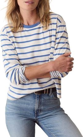 Marine Layer Juno Striped Double Knit Long Sleeve T-Shirt in Faded Blue Stripe at Nordstrom, Size X-Large