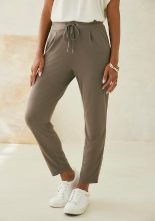 Lascana Schlupfhose LASCANA, Damen, Gr. 34, N-Gr, grau (taupe), Jersey, Obermaterial: 95% Polyester, 5% Elasthan, unifarben, figurumspielend kn&ouml;chellang, Hose