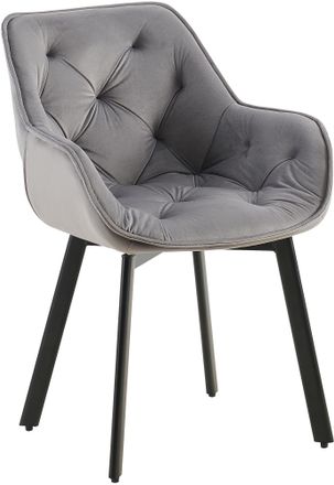 Clp Silla De Comedor Antigo Con Funda De Terciopelo Gris Oscuro