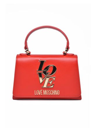 Love Moschino Red Polyurethane Logo Shoulder Bag