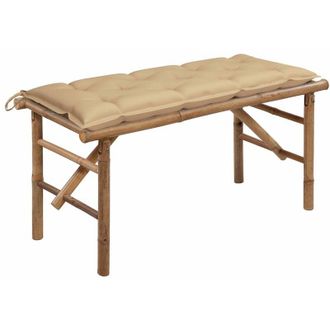 vidaXL Banco De Jard&iacute;n Plegable Con Coj&iacute;n Bamb&uacute; 118 Cm Vidaxl