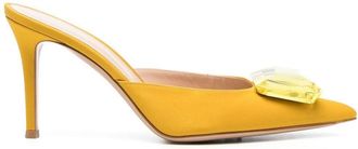 Gianvito Rossi Jaipur 85mm satin mules - women - Calf Leather/Calf Leather/Satin - 38.5 - Yellow