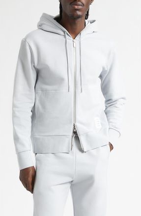 Thom Browne Engineered 4-Bar Cotton French Terry Zip-Up Hoodie in Pale Grey 050 at Nordstrom, Size 1
