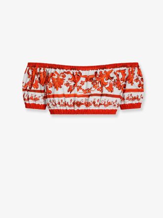 Dolce & Gabbana Top in cotone con stampa Maiolica - DOLCE & GABBANA - gender_Woman