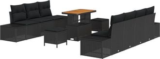 vidaXL Vidaxl - Garden Sofa Set with Cushion 10 pcs Black 90 x 55 x 71 cm