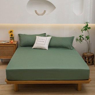 OEM S&aacute;bana Bajera Ajustable, 160 X 200 X 30 Cm, De Algod&oacute;n Puro Superfino, Apta Para Colchones De Hasta 30 Cm De Grosor, Color Verde Claro