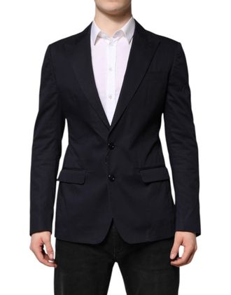 Dolce & Gabbana Mens Classic Notch Lapel Blazer - Navy Cotton - Size EU 48 (Mens)