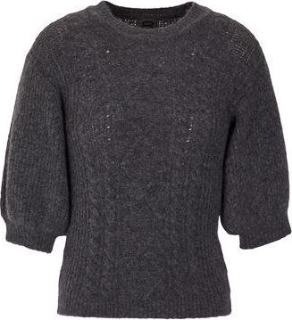 8 by YOOX BRUSHED CABLE KNIT SHORT SLEEVE CROPPED SWEATER