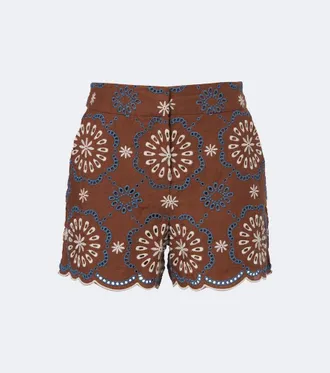 Veronica Beard Allen broderie anglaise linen shorts