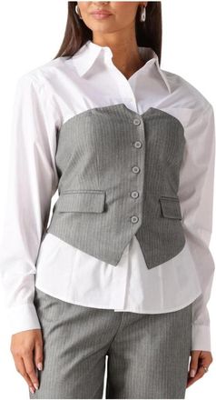 Refined Department Steijn Top - Dames - Bodywarmers - Grijs - S - Leer - Jassen