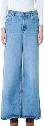 Chloé Jeans, Dames, Blauw, W28, Katoen, Wide-Leg High Rise Jeans