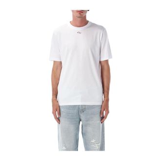 Diesel Tops, Heren, Wit, L, T-shirt met grafische print en ronde hals