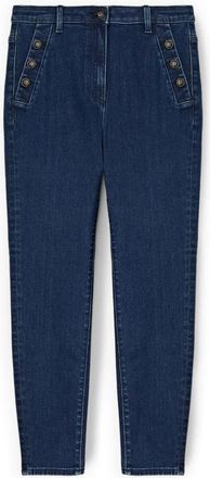 Motivi Skinny Jeans met Decoratieve Knoopjes - Dames - Skinny Jeans - Blauw - L - Katoen - Jeans