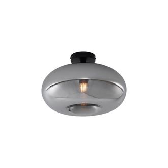 QAZQA Qazqa Art D&eacute;co L&aacute;mpara De Techo Art D&eacute;co Negra Con Cristal Ahumado 40 Cm - Busa Met&aacute;lica /vidrio Redonda Adecuado Para Led Max. 1 X 15 Watt