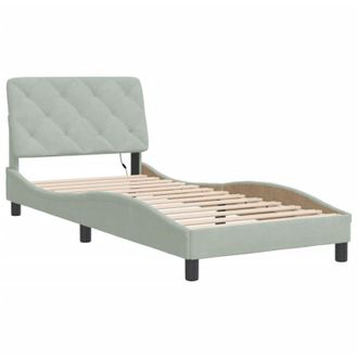 vidaXL Vidaxl - Estructura Cama Con Luces Led Terciopelo Gris Claro 80x200 Cm