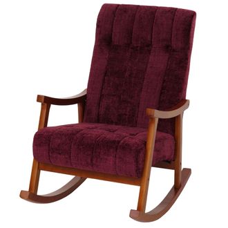 Hhg Silla Mecedora Hhg 857, Sill&oacute;n Relax, Madera Mvg, Tela/tejido Chenilla (465 G/m&sup2;), Burdeos, Estructura Con Acabado En Nogal