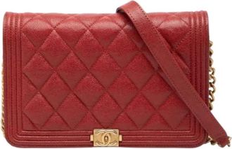 Chanel Pre-owned Wallet On Chain - Dames - Vintage Schoudertas - Rood - ONE Size - Leer - Vintage
