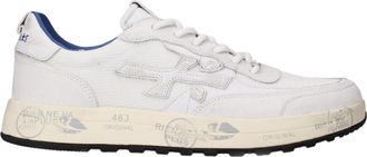 Premiata Leather and Canvas Low-Top Sneakers with Rubber Soles