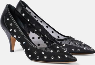 Khaite River embellished leather-trimmed pumps