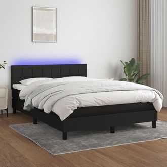 vidaXL Vidaxl - Cama Box Spring Colch&oacute;n Y Luces Led Tela Negro 140x200 Cm