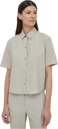 Theory Dames, Blouses & Shirts, Beige, Maat: M Wol