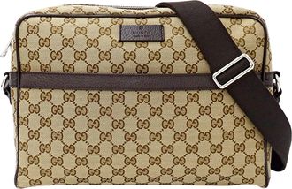 Gucci Beige Brown Gg Canvas Handbag Shoulder Bag (Pre-Owned)