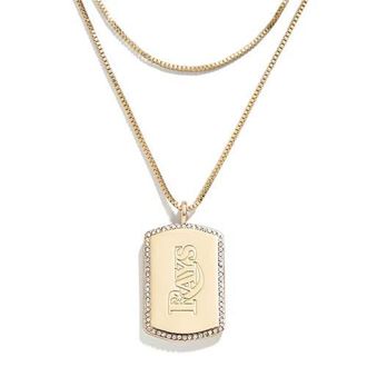 WEAR by Erin Andrews x Baublebar Tampa Bay Rays Dog Tag Necklace in Gold at Nordstrom